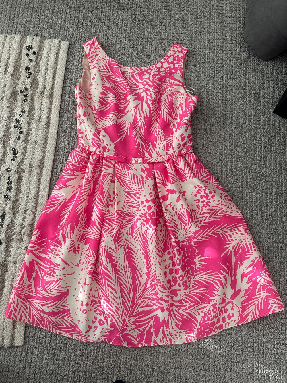 Taylor Pink and Cream Tropical Print Dress Barbie girl